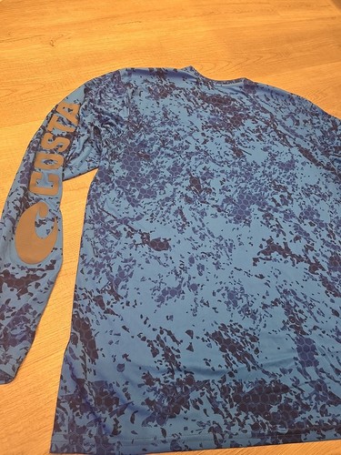Costa Fishing Rash Guard Shirt Mens XL Blue Digital  Camo Logo Long Sleeve Sun - Picture 5 of 5