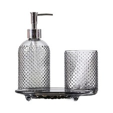3-Piece Glass Bathroom Organizer Set for Soap Dispenser Dish and For Tumbler
