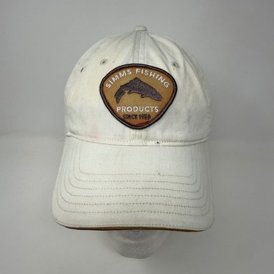 Simms Fishing Products Off White Stretch Fit Trout Patch Baseball Hat Cap L/XL