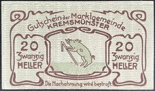 20 Heller Kremsmünster 1920 Emergency Money Austria #16.01.a4