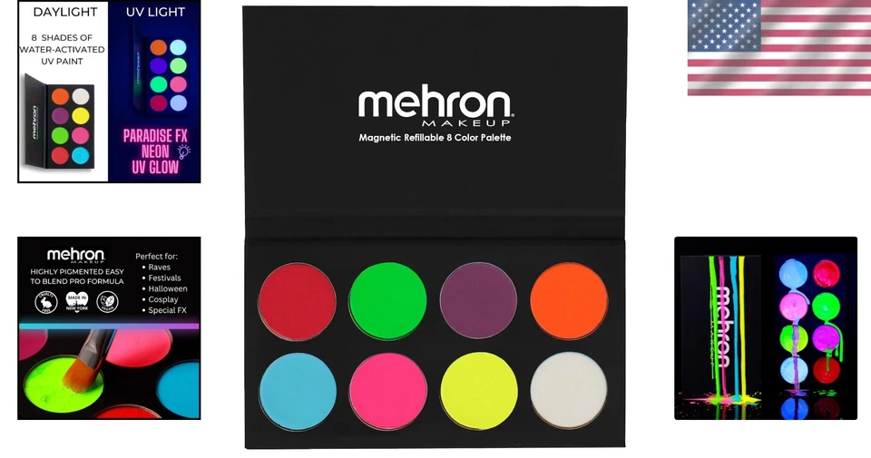 Makeup Paradise FX Neon UV Glow 8 Color Palette - Pro Quality for SFX & Cosplay - Image 2 of 4