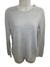 Tahari Pure Luxe 100 Cashmere Gray Crew neck Sweater Size M