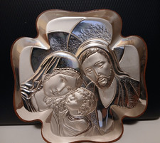 quadro sacra famiglia in Argento 925 120x120x40 a parete o da tavolo