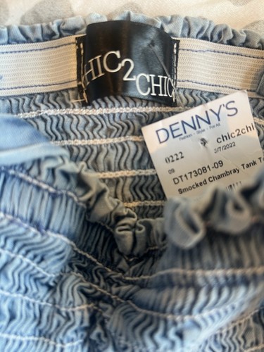 Chic 2 Chic Girls Chambray Smocked Cropped Tie Strap Tank Top L(12) Read Details - Picture 3 of 5