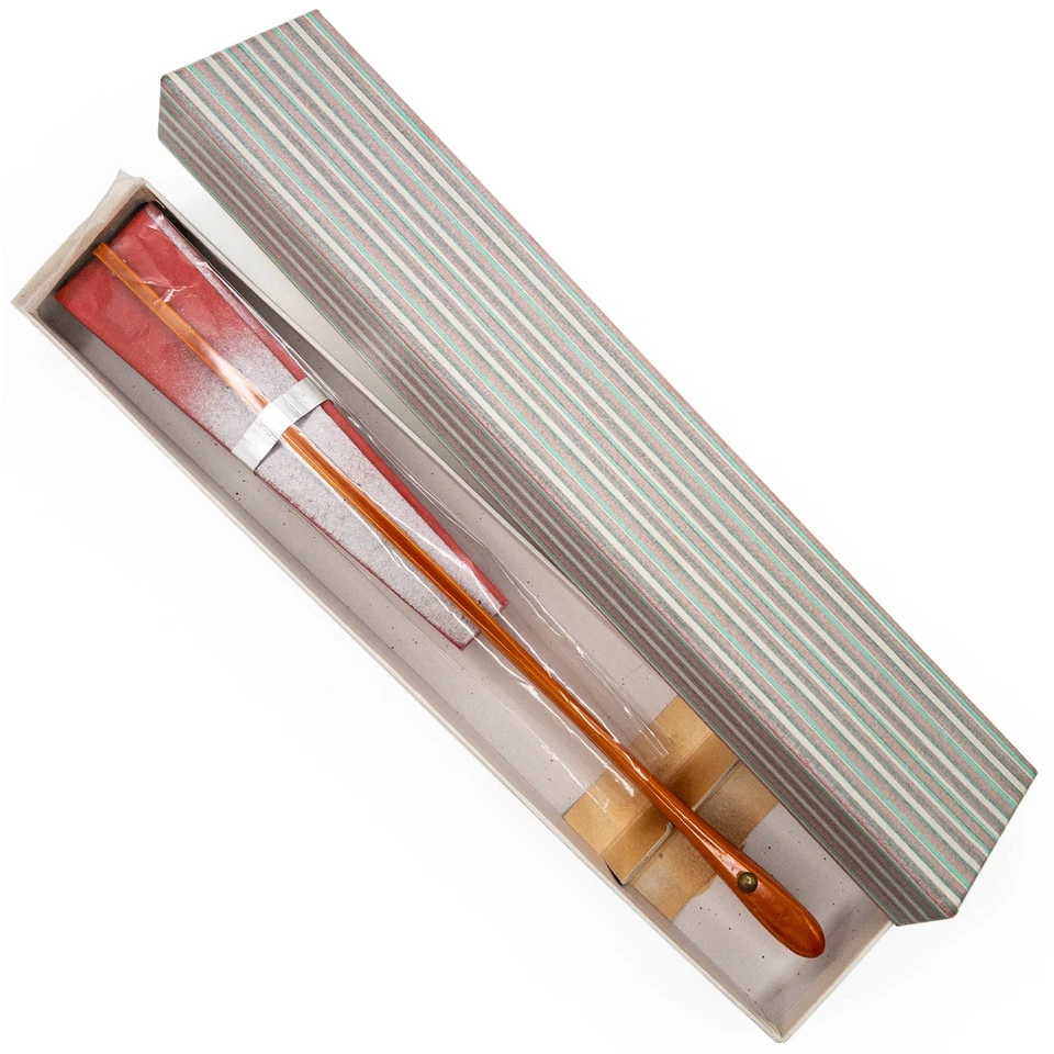 Ventilador de baile plegable japonés Maiogi de colección sin usar en caja de almacenamiento original Foto 3 de 4