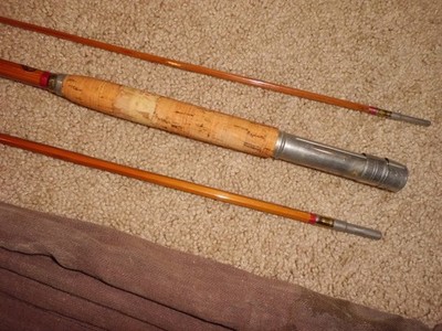 Vintage MONTAGUE Clear Lake 3 pc Split Bamboo Fly 9' Rod made in