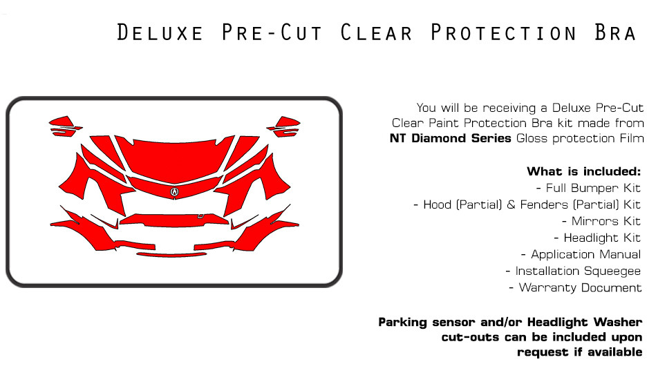 PreCut Paint Protection Film Clear Bra PPF for Acura NSX 2022-2024
