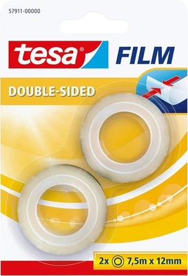 Tesafilm doppelseitig im 2er Pack - Doppelseitiger Klebefilm für Fotos, Papier