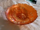 FENTON ACORNS MARIGOLD CARNIVAL GLASS ROUND BOWL BRACKET EDGE 7" Diameter