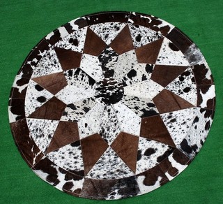 Cowhide Round Patchwork Carpet Handmade Cowhide Carpet (36"x36") Home Décor 8011
