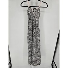 Vintage Y2K Energie Womens Sz L Maxi length Dress Zebra Animal Print