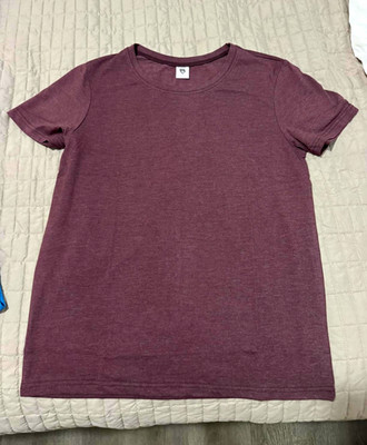 Women s Purple Solid Crew Neck Short Sleeve Pullover Basic T-Shirt Size L