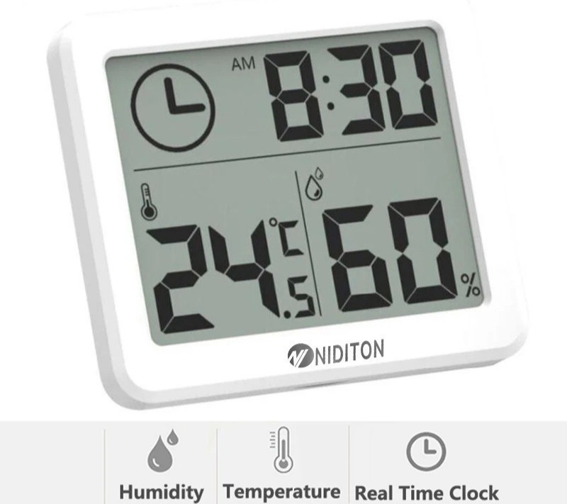 Digital Desk Clock Temperature Humidity Wall Clock Home Kitchen Office Decor