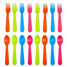 16 Pcs Kids Utensils, Plastic Kids Forks and Spoons, Reusable Toddler Utensil...