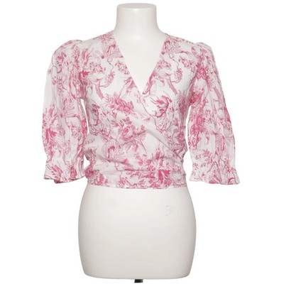 Eksept, Wickelbluse, Größe: XS, LOIS WRAP TOP, Weiß/Pink, Baumwolle, Blumen #HUY