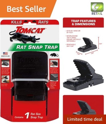 Patented Rat Snap Trap - 1 Count, Interlocking Teeth for Maximum Effectiveness