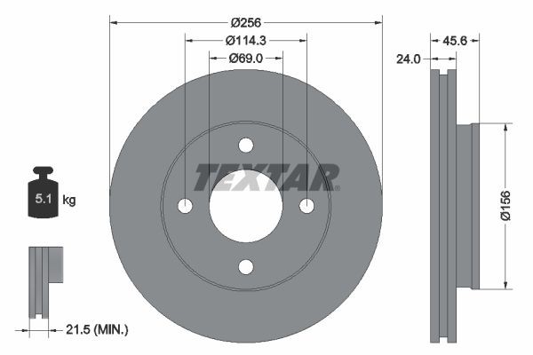 Textar Bremsscheiben Textar PRO Ø 256Mm AußEnbelüFtet Beschichtet FüR Mitsubishi-image