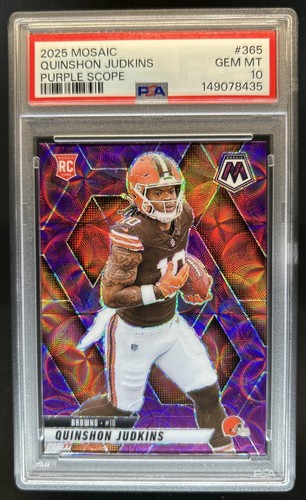2025 Panini Mosaic Quinshon Judkins Rookies RC Purple Scope Prizm #365 PSA 10