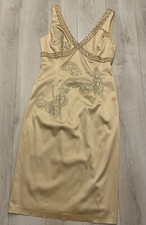 Papell boutigue evening Yellow Sequined Lace Sheath MIDI Cocktails dress Sz 10