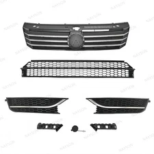 For Passat 2012-15 Upper Chrome Grille/Lower Mesh/Fog Light Cover/Bumper Bracket
