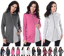 Purpless Maternity Across Body Zips Adjustable Maternity Sweatshirt Hoodie 9055