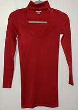 Guess Bodycon Mockneck Cutout Dress Size XS/S Red NWOT