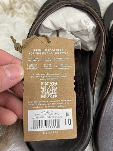 Sandalias OluKai Para Hombre Talla 10 Mea Ola Cuero Playa Exterior - Java Oscuro Nuevas En Caja - Imagen 6 de 15