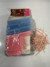 Vintage GOODY Rollers Vintage Set Pink Blue Plastic Brush Grip