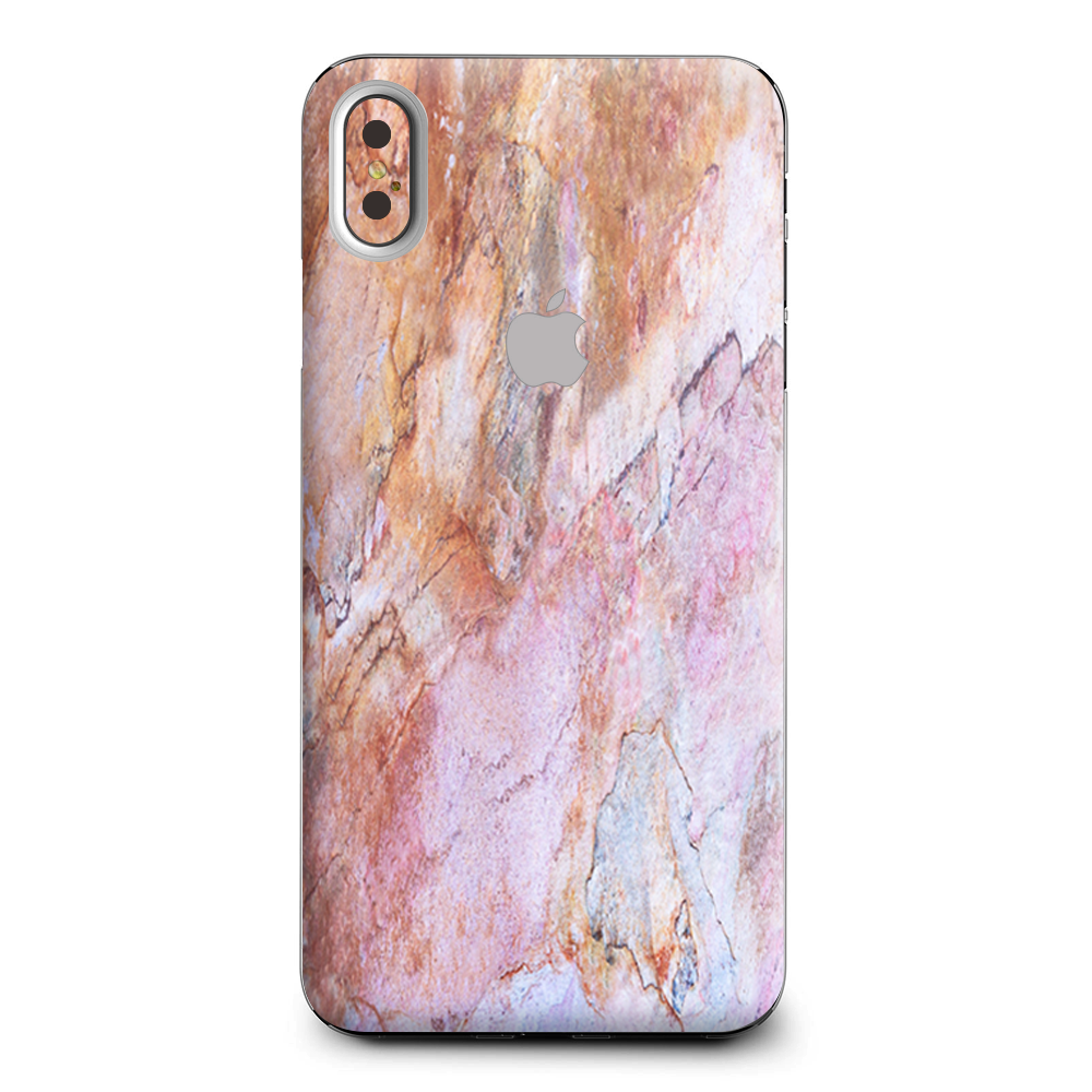 Skins Decal Wrap for Apple iPhone XS Max Rose Peach Pink Marble Pattern