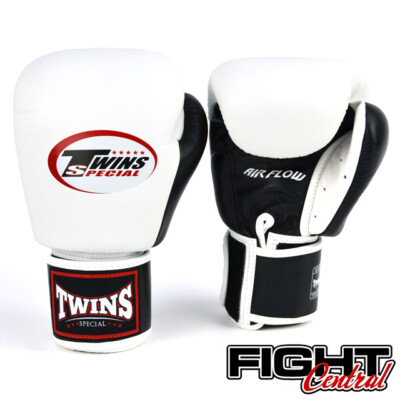 Twins Airflow Boxing Gloves - White/Black - FREE P&P - Muay Thai, MMA, Boxing