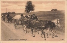 Réfugiés de Prusse orientale sur voiture à cheval Patriotique carte postale 1917