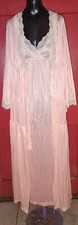 Vintage NWT 60s 70s Sears Nylon Peignoir Peach Lace Tiered Robe Sz S/M