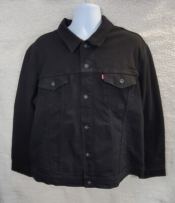 NWT Levi's Men's XL Trucker Jacket Black Denim Regular Fit Stretch 723340223
