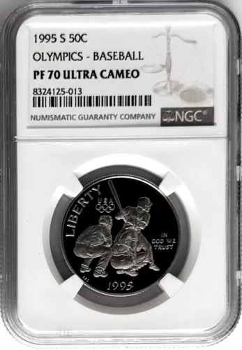 1995 S Olympic Baseball Proof Commemorative Half Dollar 50C NGC PF70 Brown Label