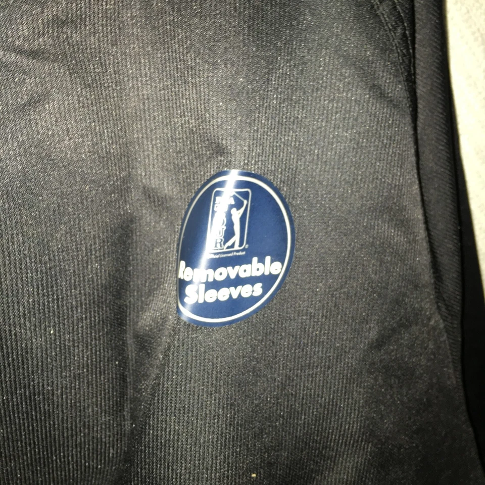 Mens Size M PGA Tour Black Windbreaker V Pull Over Weather Resist Remove Sleeves - Image 3 of 4