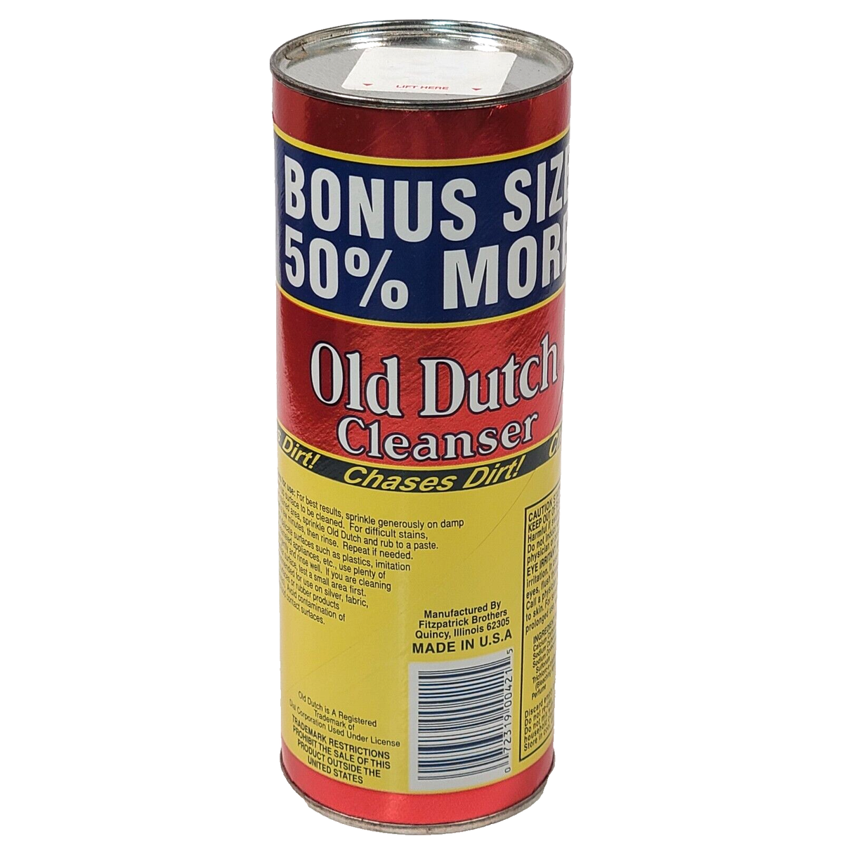 Bonus Size: OLD DUTCH CLEANSER CHASES DIRT cleaner soap 21 oz Can