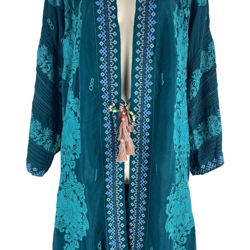 NEW Johnny Was Bellamo Verona Kimono Embroidery Lakeside Blue Women Size S - Picture 5 of 11