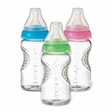 Munchkin Mighty Grip BPA-Free Glass Bottles 3 Pack, 4 oz,Colors Vary 4 oz.