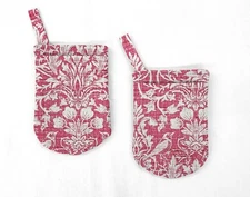 Pink Floral Damask Oven Mitts (Set of 2)