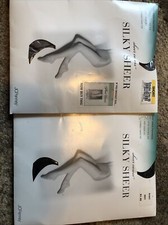 sheer caress silky sheer short navy Short Gray pantyhose Lot Of 2 Pairs