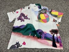 NEW Disney Parks Shirt Adult Extra Large White Green Dumbo Mouse Button Up Ball