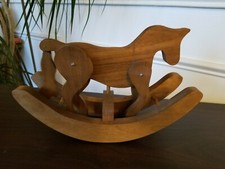 Handcrafted Wooden Galloping Moveable Rocking Horse 11" L X 7" T
