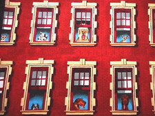 Quilt Fabric 1 1/3 Yard SALE Dogs Rule Puppy Dogs in Windows Premium Cotton C