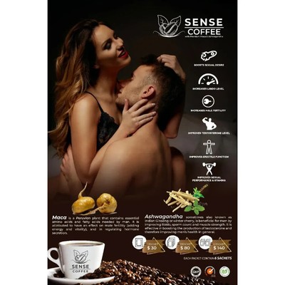 Sense Coffee Double Root 6 Sachet Desire Enhancement Maca Increase Libido Ori