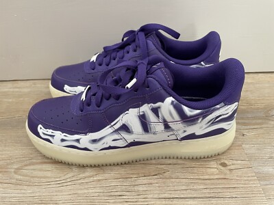 Größe UK 8 Nike Air Force 1 Low Purple Skeleton No Box Turnschuhe leuchten im Dunkeln