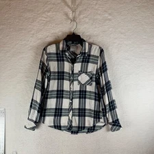 Rails Hunter White Admiral Pine Women's Plaid Button Up Long Sleeve Shirt S 9159