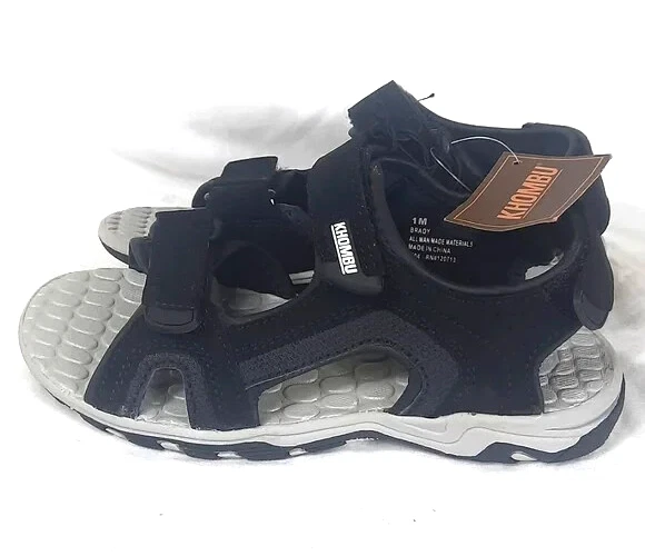 Sandalias Khombu Brady Niños Talla 1 M Gamuza Negra Nuevas Con Etiqueta Foto 4 de 4