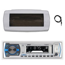Pyle Bluetooth Marine Receiver with White Splash Proof Radio Cover, 22" Antenna