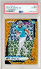 Brian Thomas JR. RC CARD #314 Orange Lazer RC 2024 Panini Prizm Jaguars PSA 8