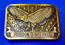 Freedom Is Not Free Eagle Stars Stripes Patriots 2014 Sponsor Belt Buckle